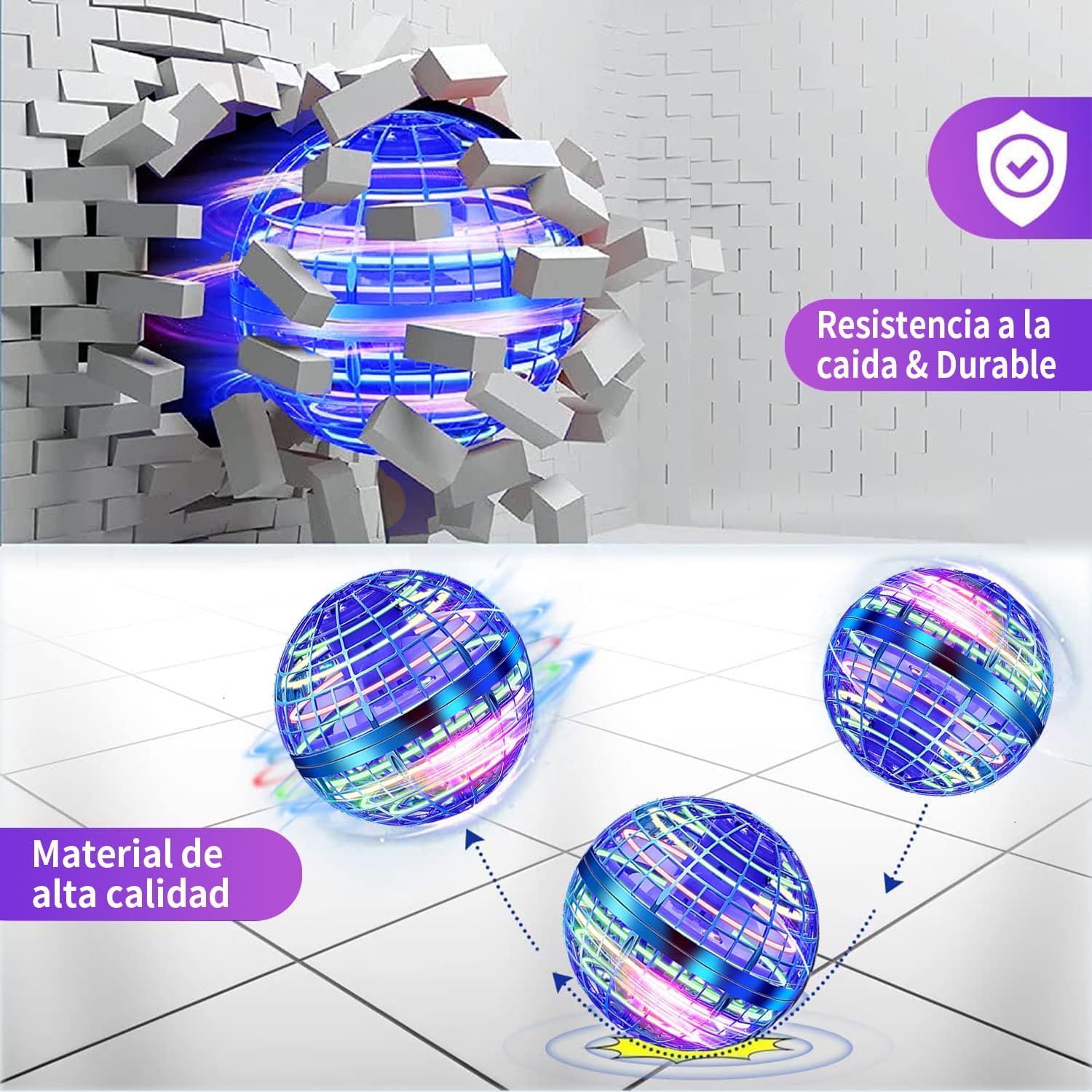 Bola Voladora Magica Fly Ball,Fly Orb Hover Ball Magic, Ovni Spinner Volador Led Flying Boomerang Orb Pelota Voladora, Bola Voladora para Niños, Mini Drones para Niños Regalo Bajo Techo