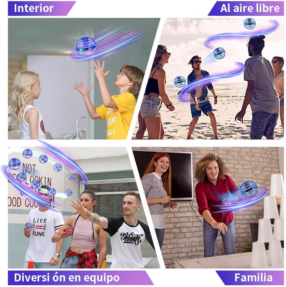 Bola Voladora Magica Fly Ball,Fly Orb Hover Ball Magic, Ovni Spinner Volador Led Flying Boomerang Orb Pelota Voladora, Bola Voladora para Niños, Mini Drones para Niños Regalo Bajo Techo